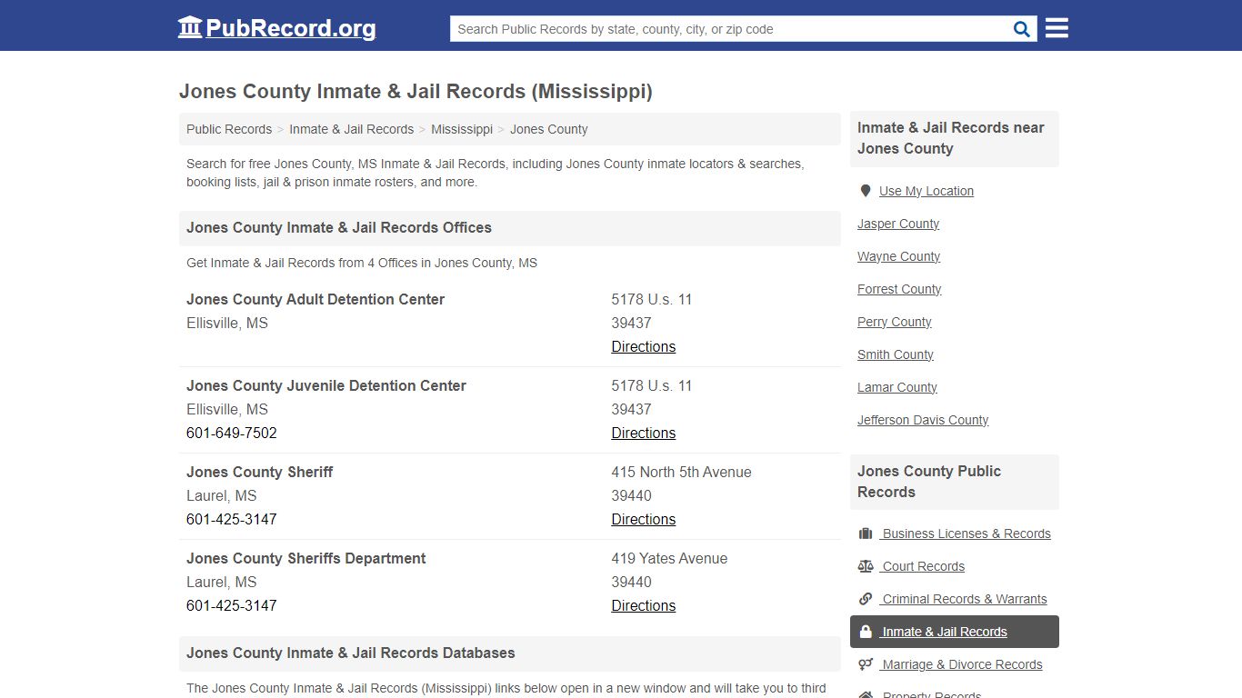 Jones County Inmate & Jail Records (Mississippi)